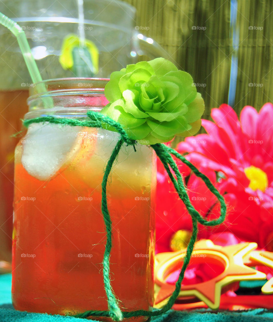 Cold iced tea in summer heat