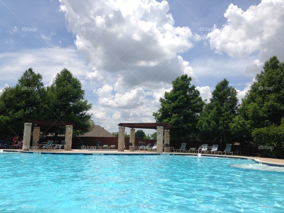 Summer in paradise. View of community pool