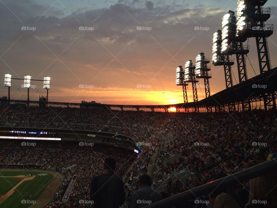 Sunset at Comerica Park