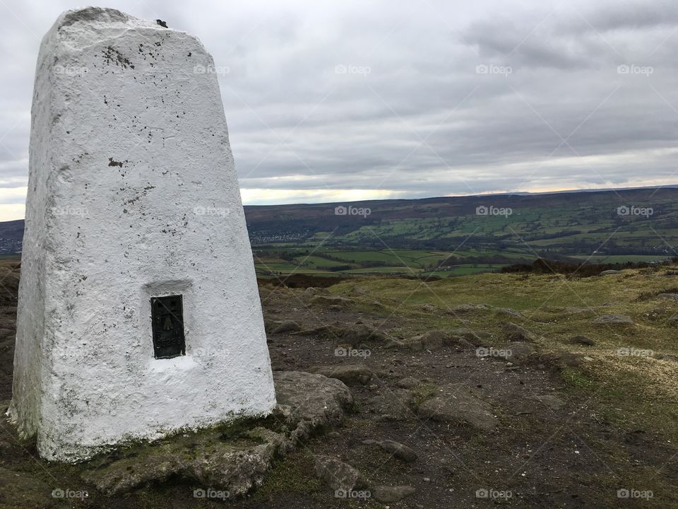 Trig point on Beamsley Top , Yorkshire, beautiful views