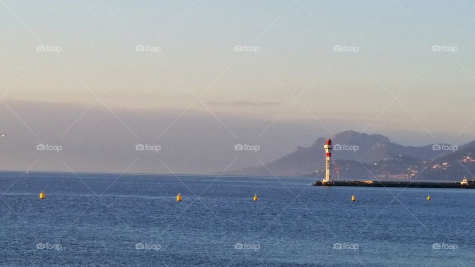 Lighthouse in the sea of Nice, France