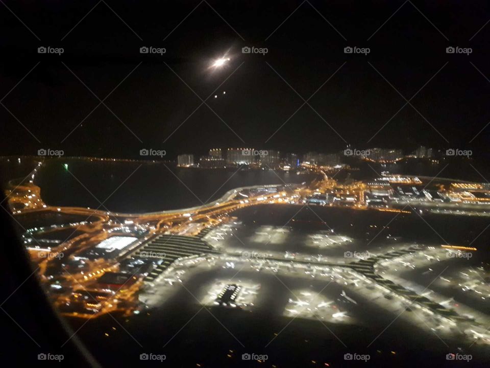Hong Kong airport at night 