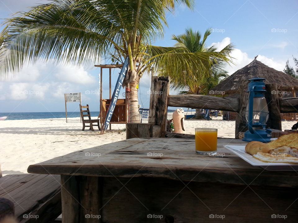 Breakfast in Paradise. Breakfast and view in Zanzibar. 