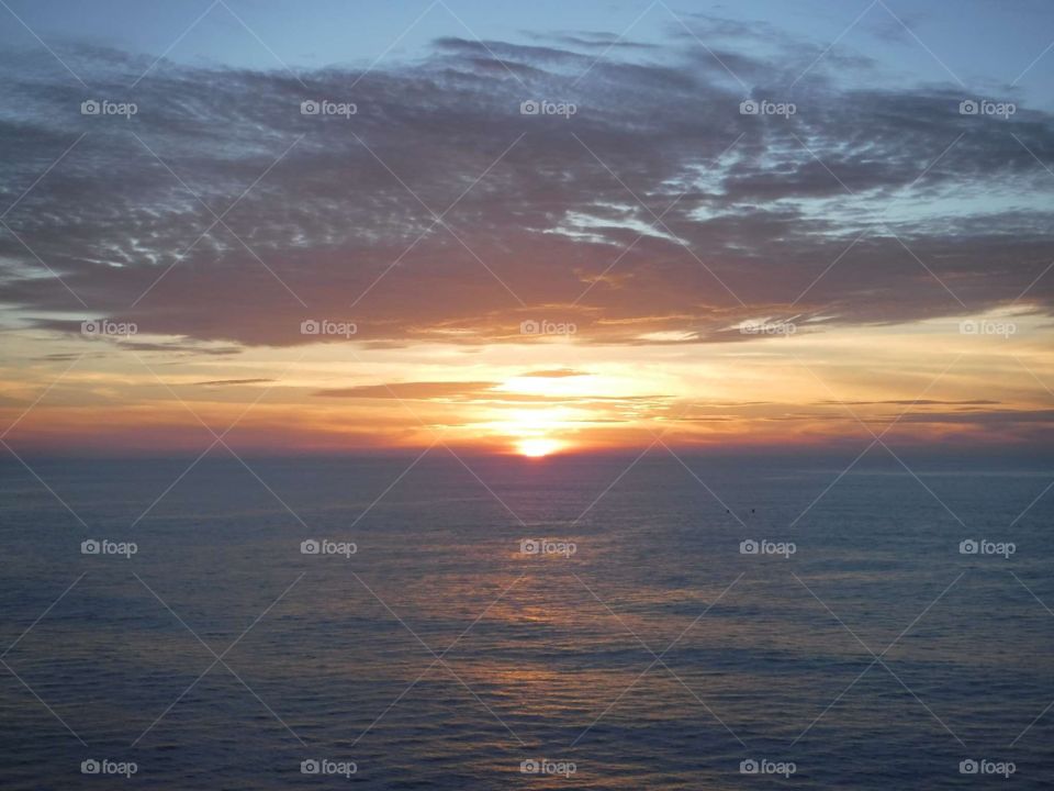 Sunset in the middle of the Pacific Ocean