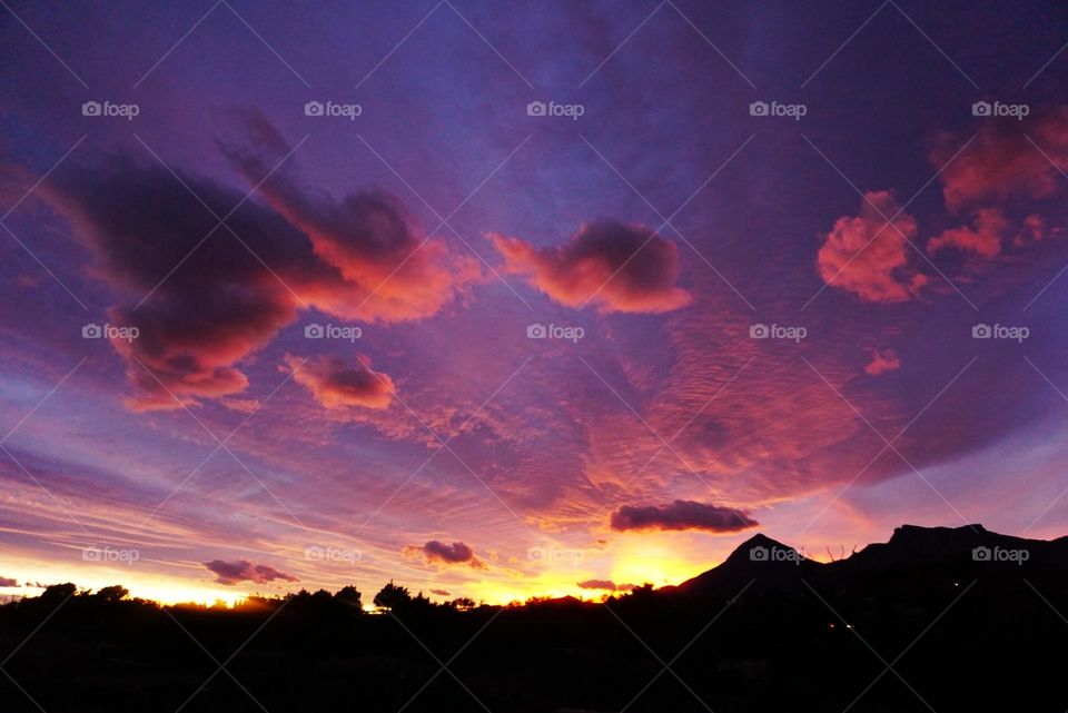 Sunset#silhouette#clouds#mountain