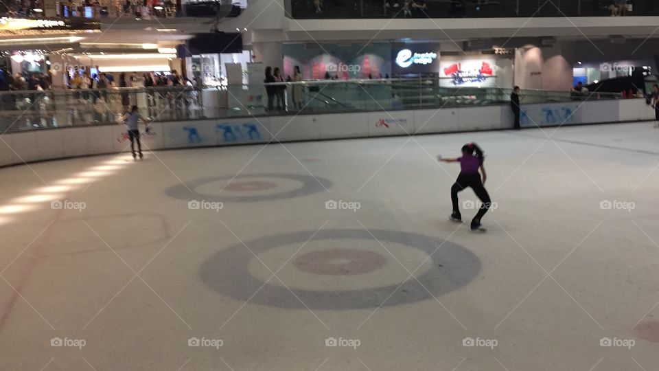 Festival Walk Ice Rink in Hong Kong, Festival Walk Mall. A Program in backwards order. 