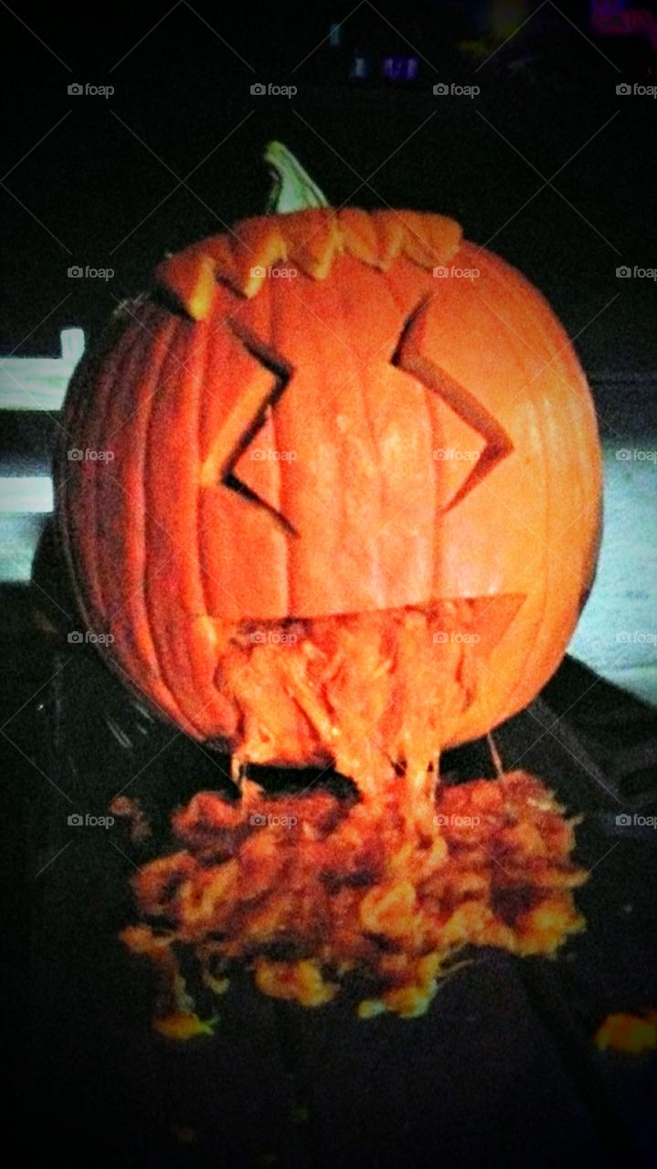 A 13 year old gets creative with his pumpkin carving!