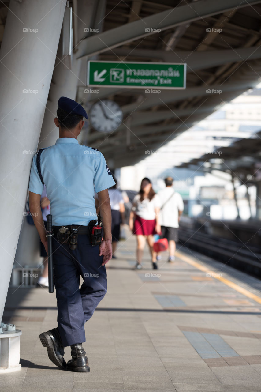 Security at BTS public train station 