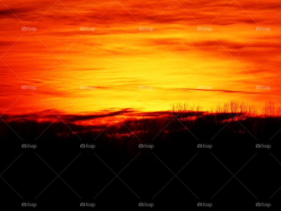 Beautiful sky at sunset in Indiana. 