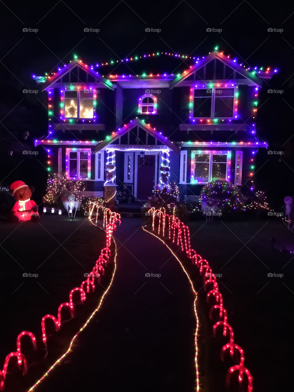 Christmas lights on trinity street in Vancouver 
