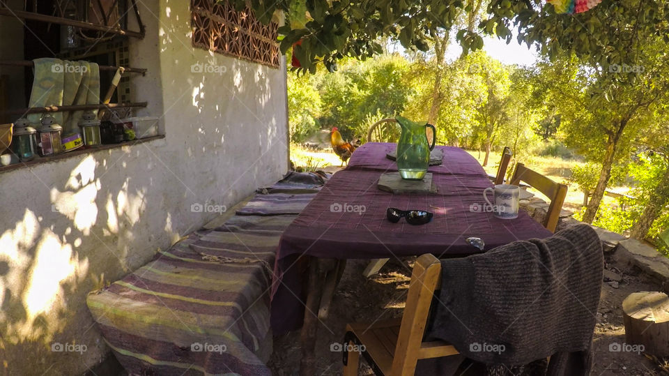 Outdoor dinner table of an old house in a rural farm in Central Portugal