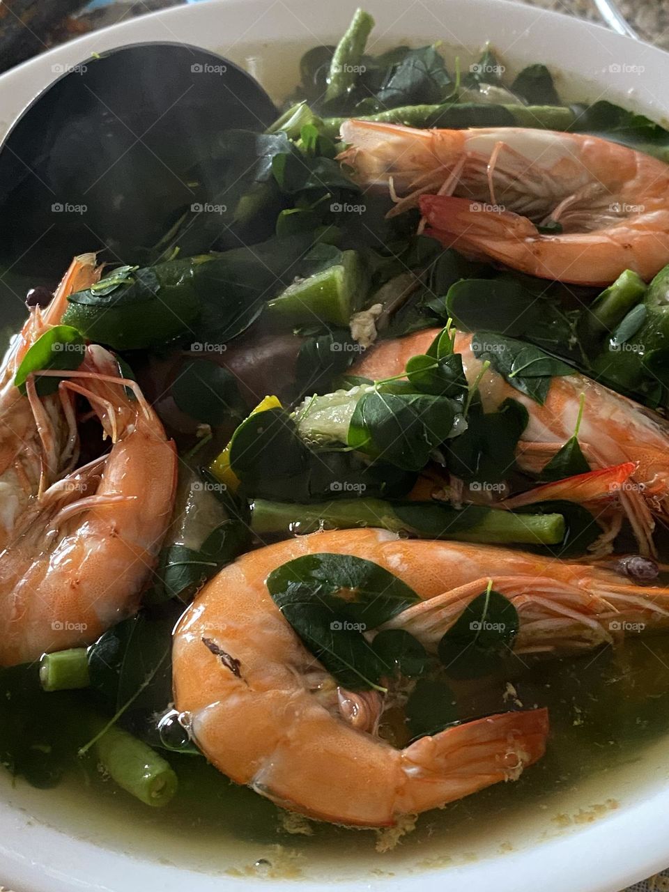 Vegetable soup with shrimp