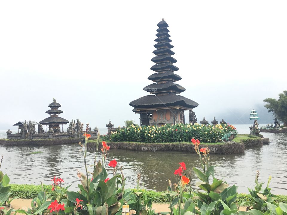 Bali temple and lake indonesia