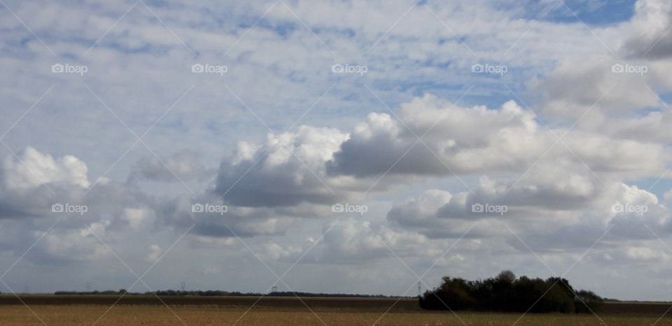 cloudy sky in French countryside