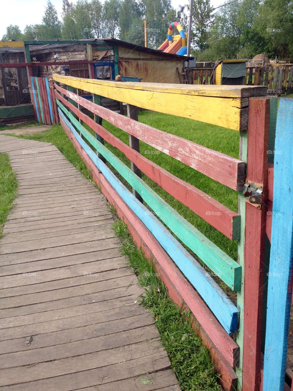 Wooden colorful fence