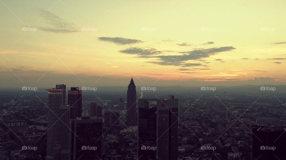 sunset over the city