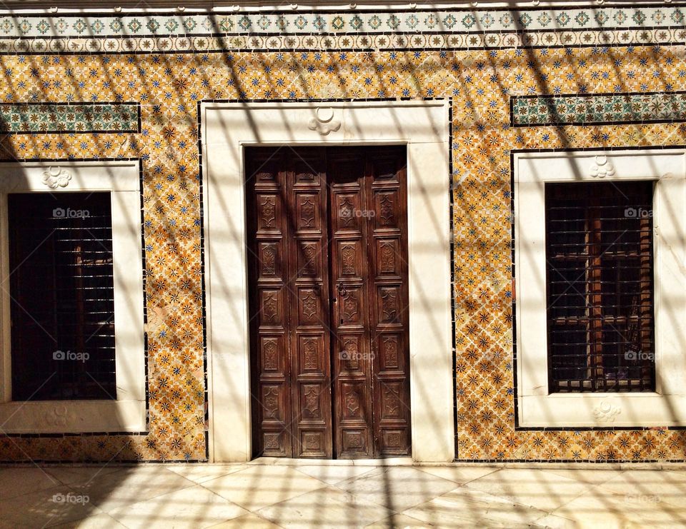 hidden door in an old building in Tunisia 