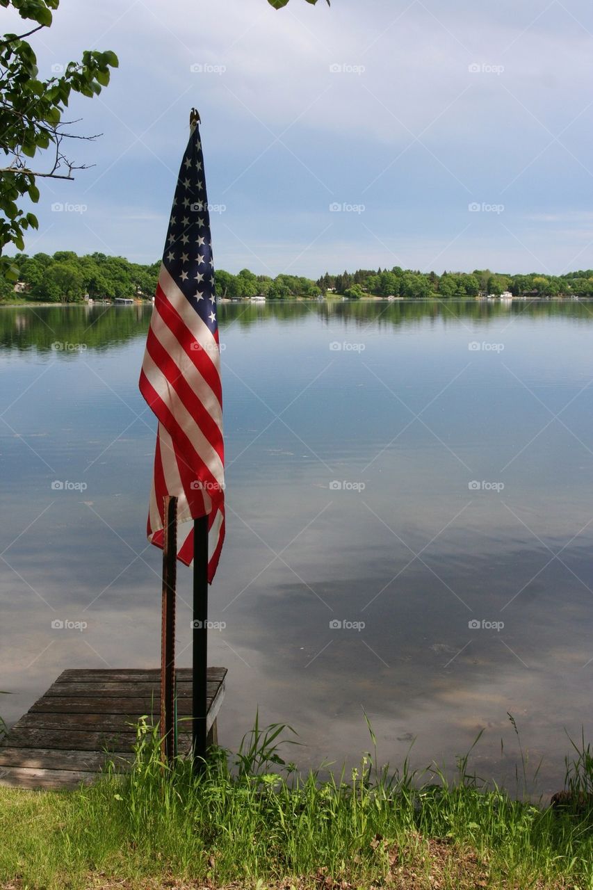 Flag at lake