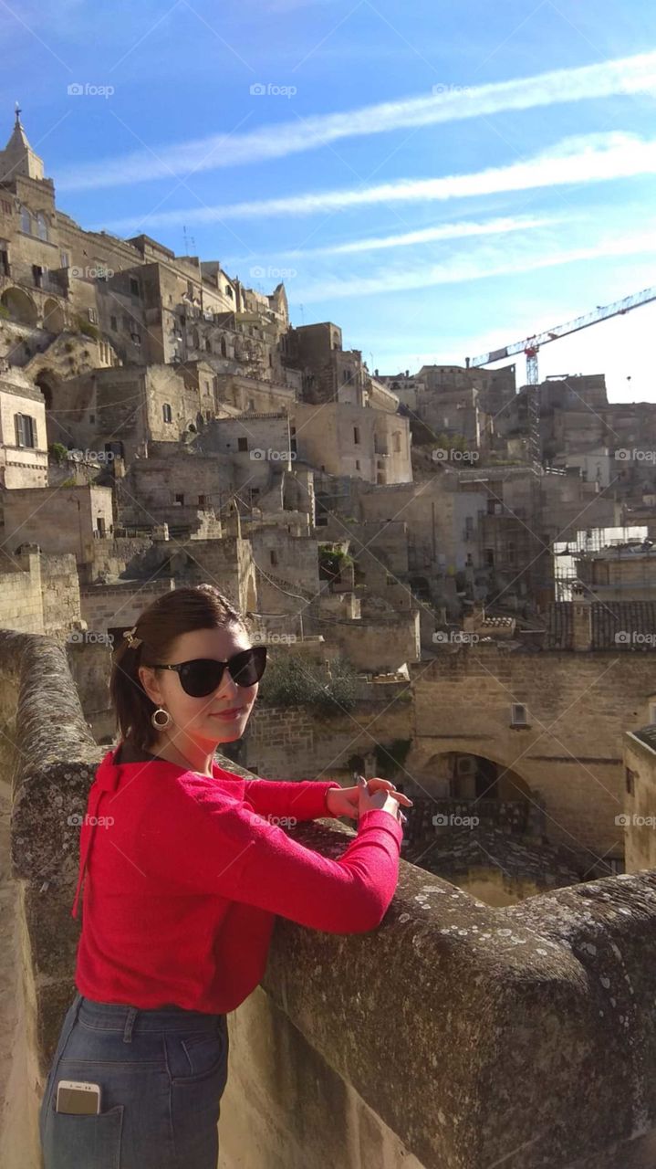 Red blouse and Matera