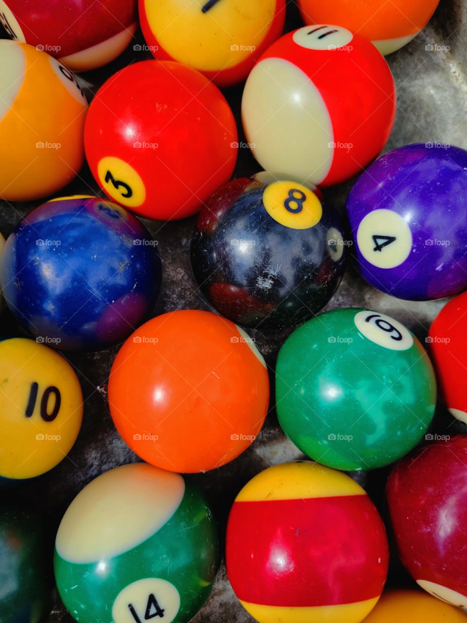 flat lay Pool balls