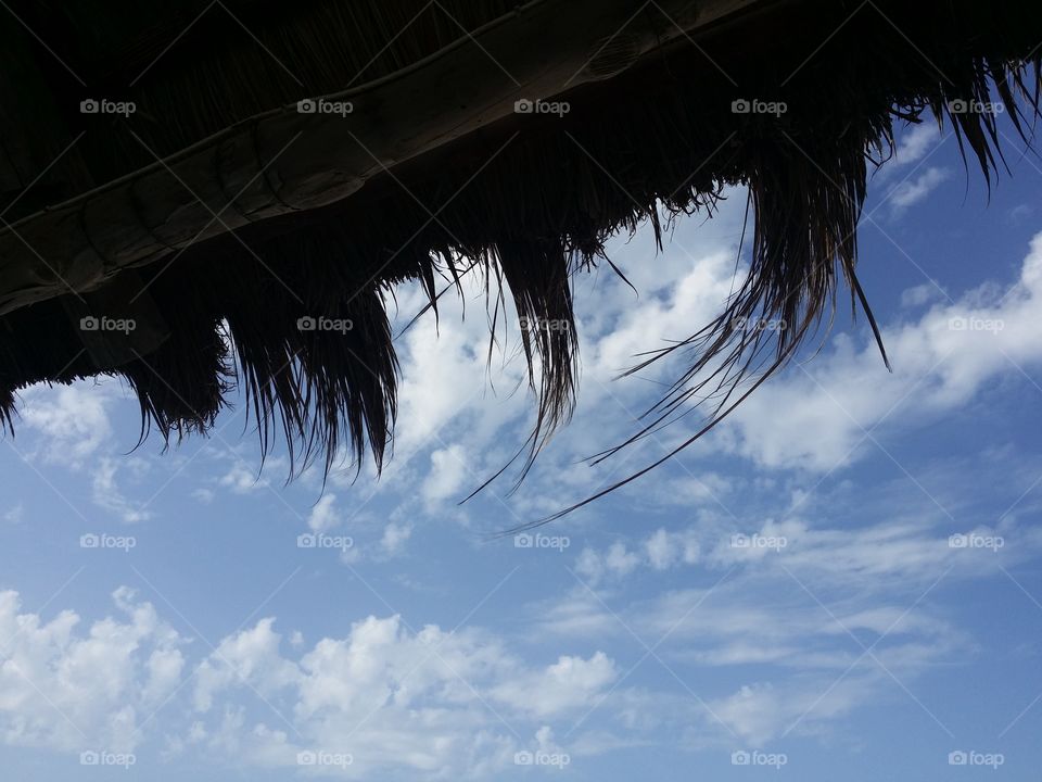 parasole. blue sky in nice day in Monastir