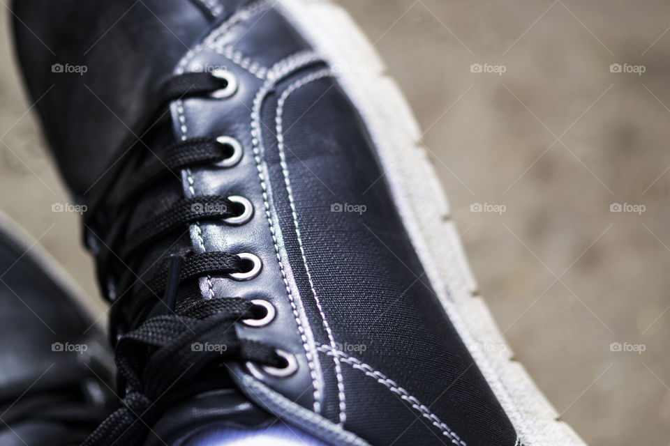 Close-up of a black sports shoe