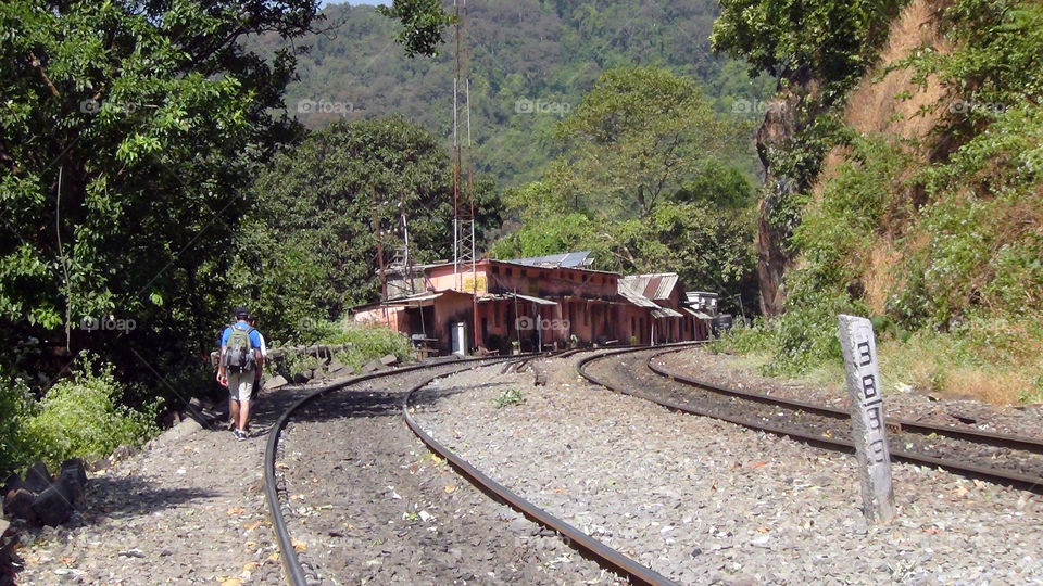 A walk by the railway tracks to reach the railway station to catch our train for home.