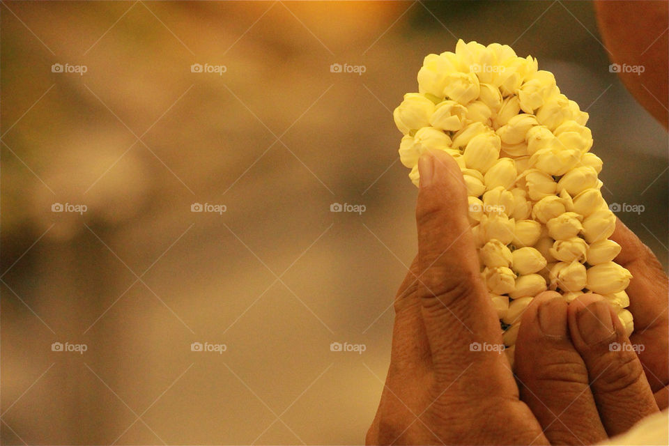 hand temple belief garland by petch132