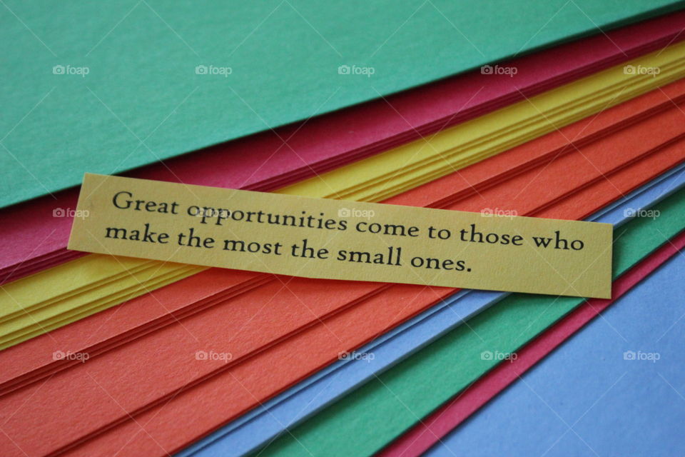 Opportunities quote and colorful construction paper