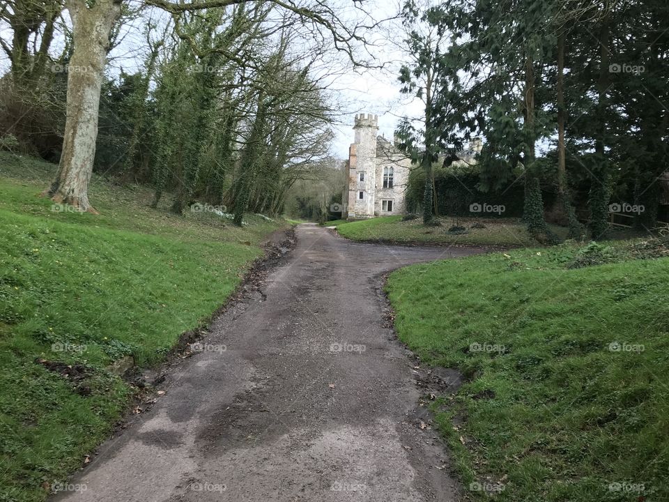 Inside the grounds of Shute Barton, Shute in Devon, UK