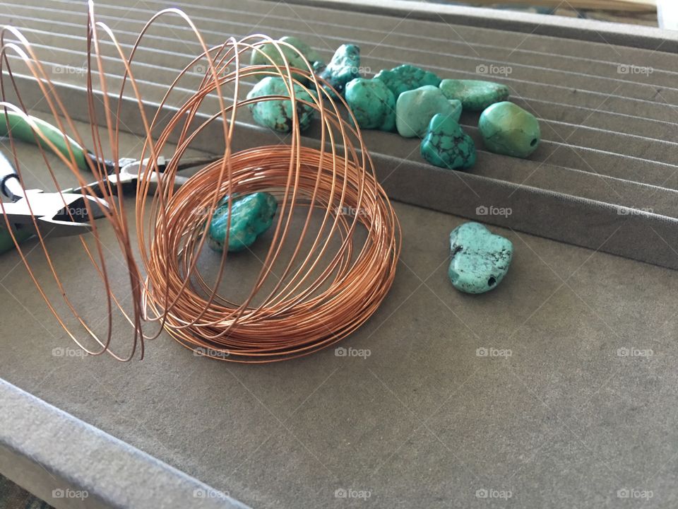 Copper craft wire and beads for jewelry design 