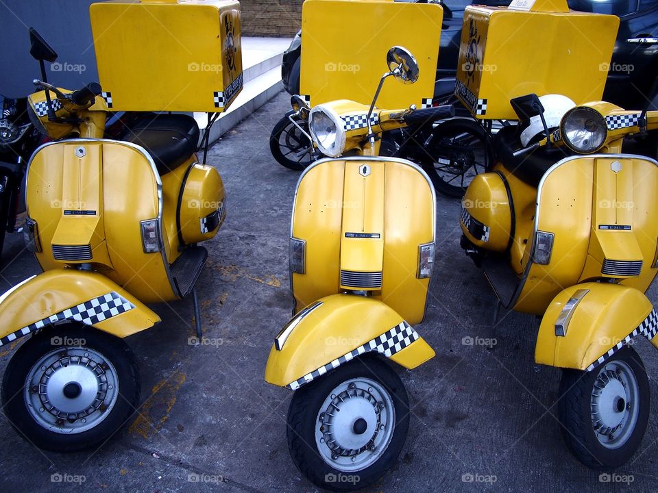 parked delivery motorcycles