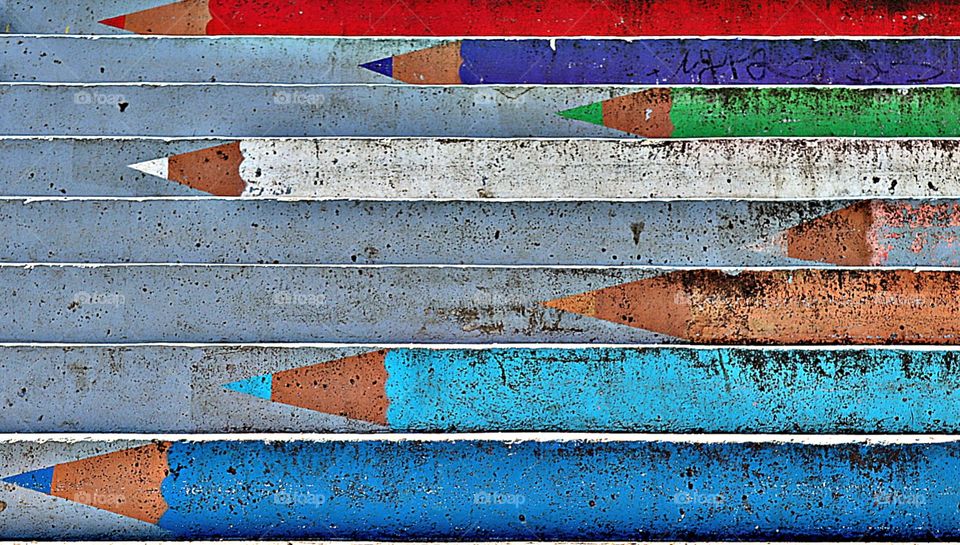 crayons painted on the steps