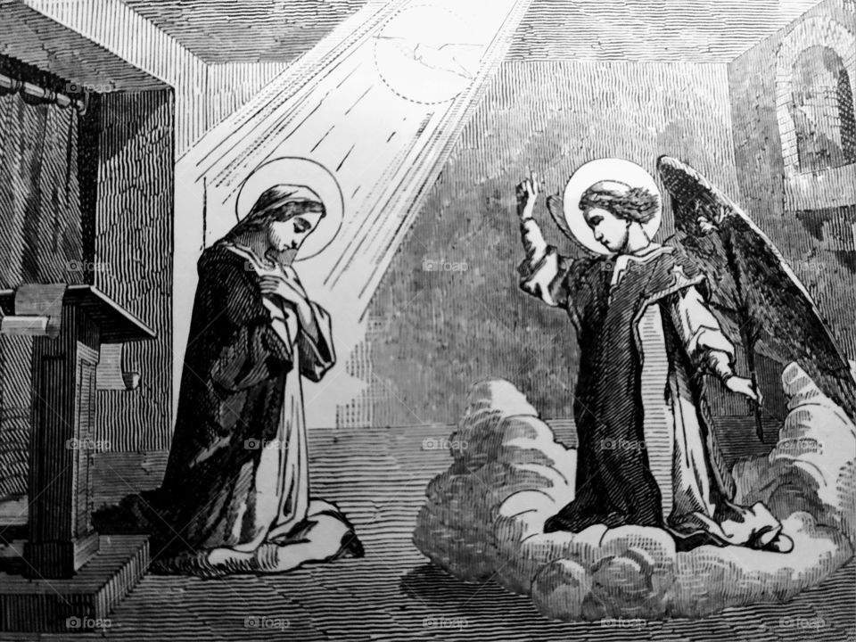 Annunciation Blessed Virgin Mary with Saint Gabriel