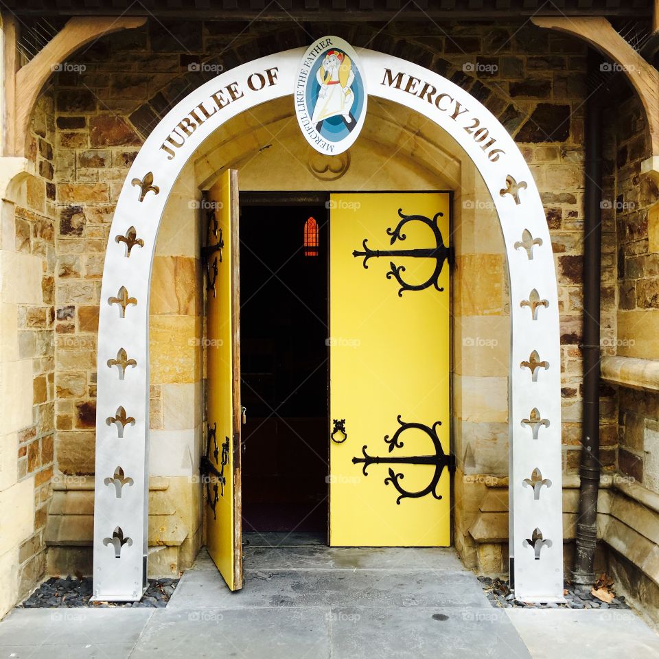 Church door entrance and celebration 2016