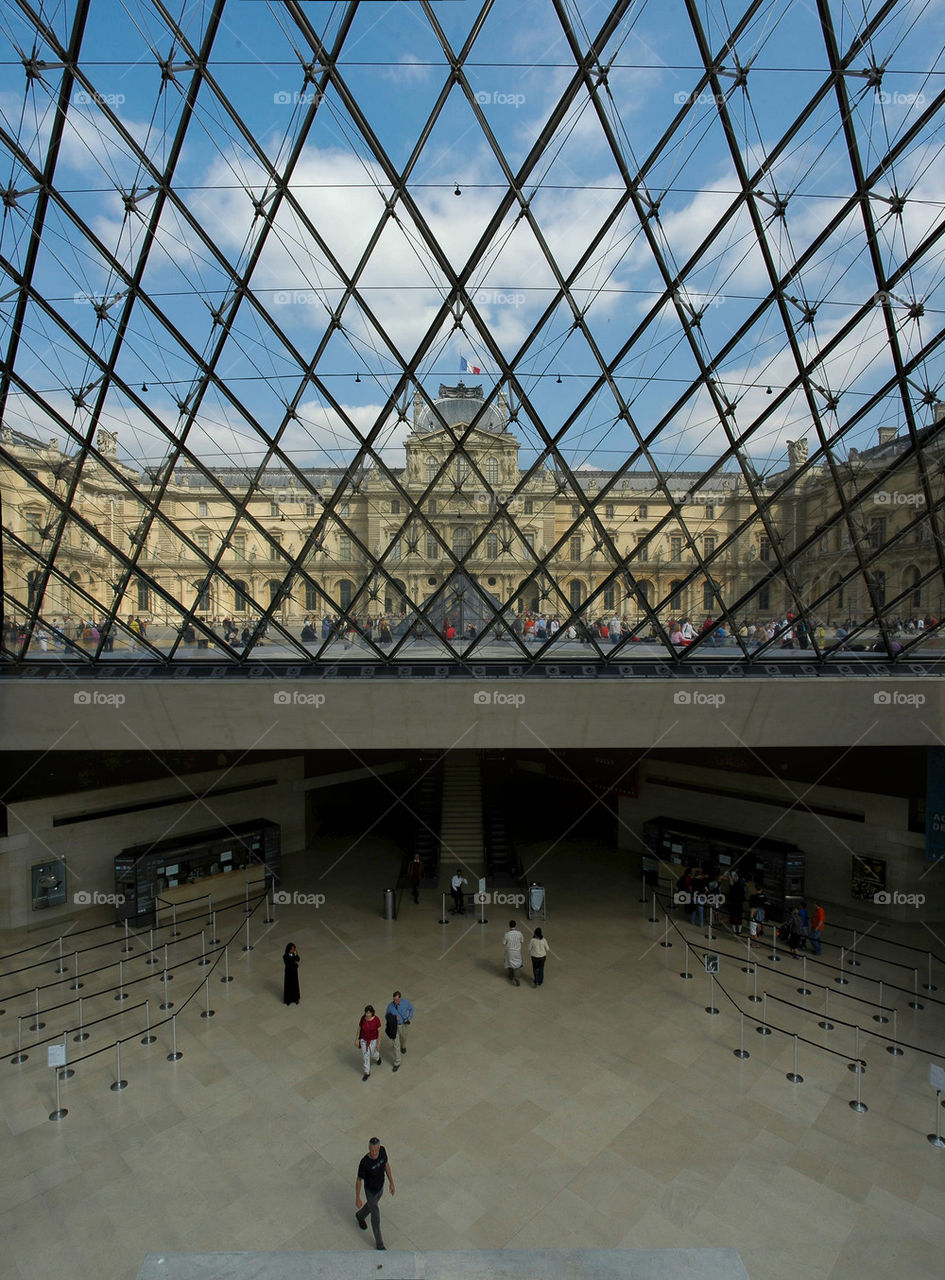 Inside of the Louvre Pyramide