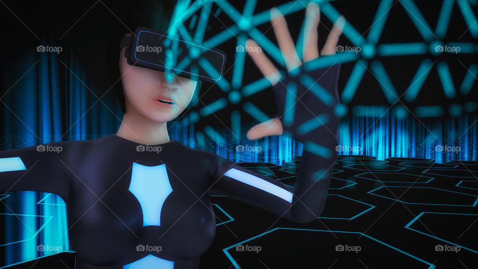Virtual reality girl