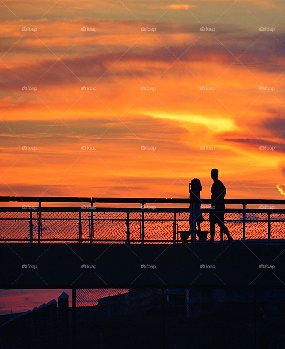 Romantic walk in the sunset 