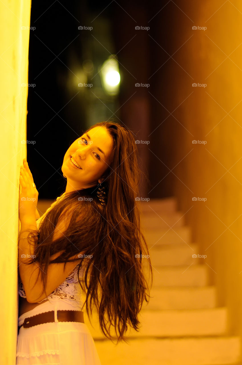 Young mediterranean girl with black long hair