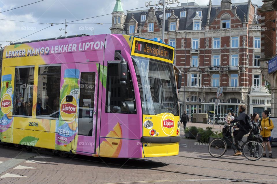 Theme Tram 4 Lipton Ice Tea At Amsterdam The Netherlands 13-6-2024