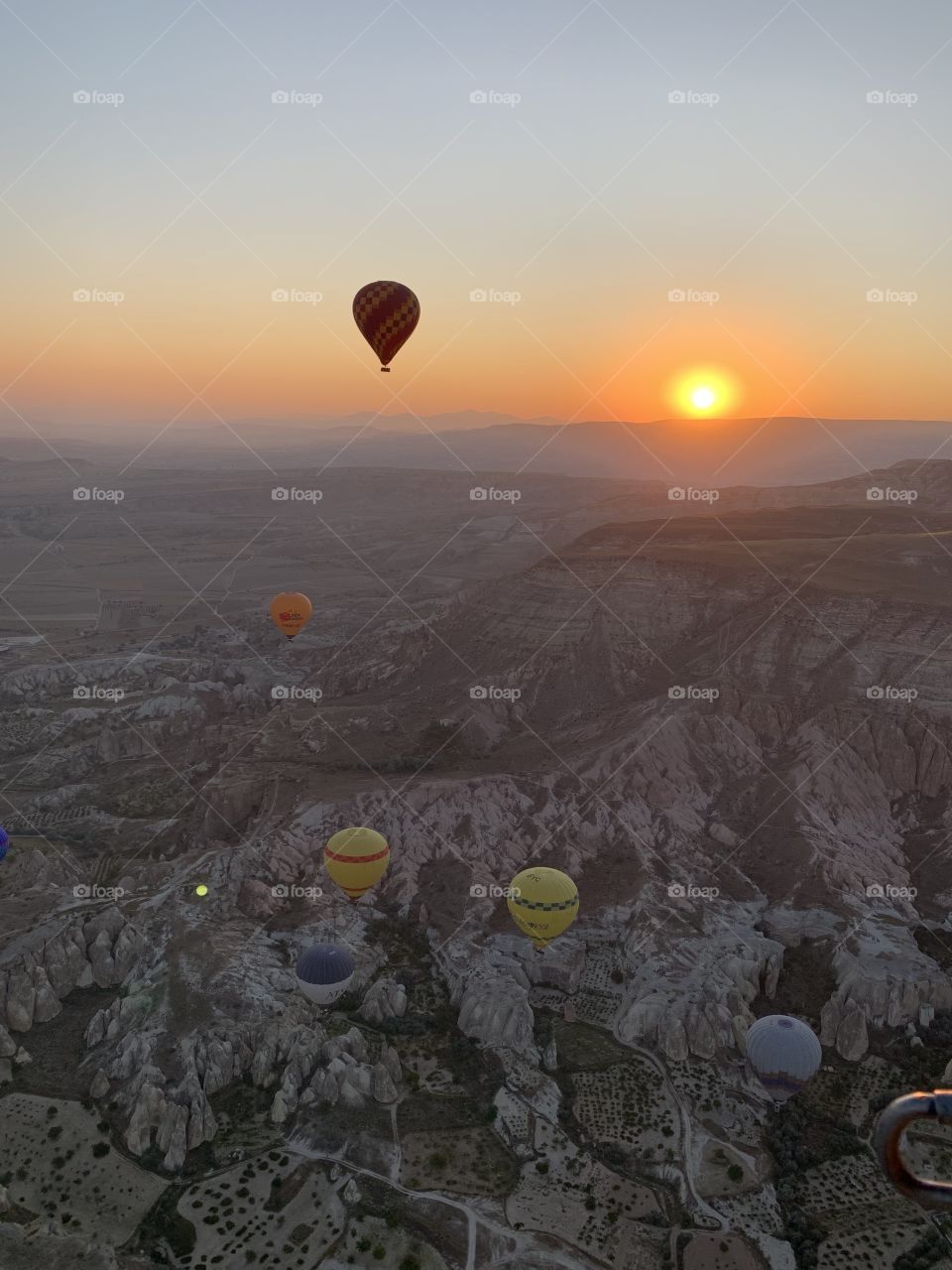 Hot air balloons at sunrise Cappadocia