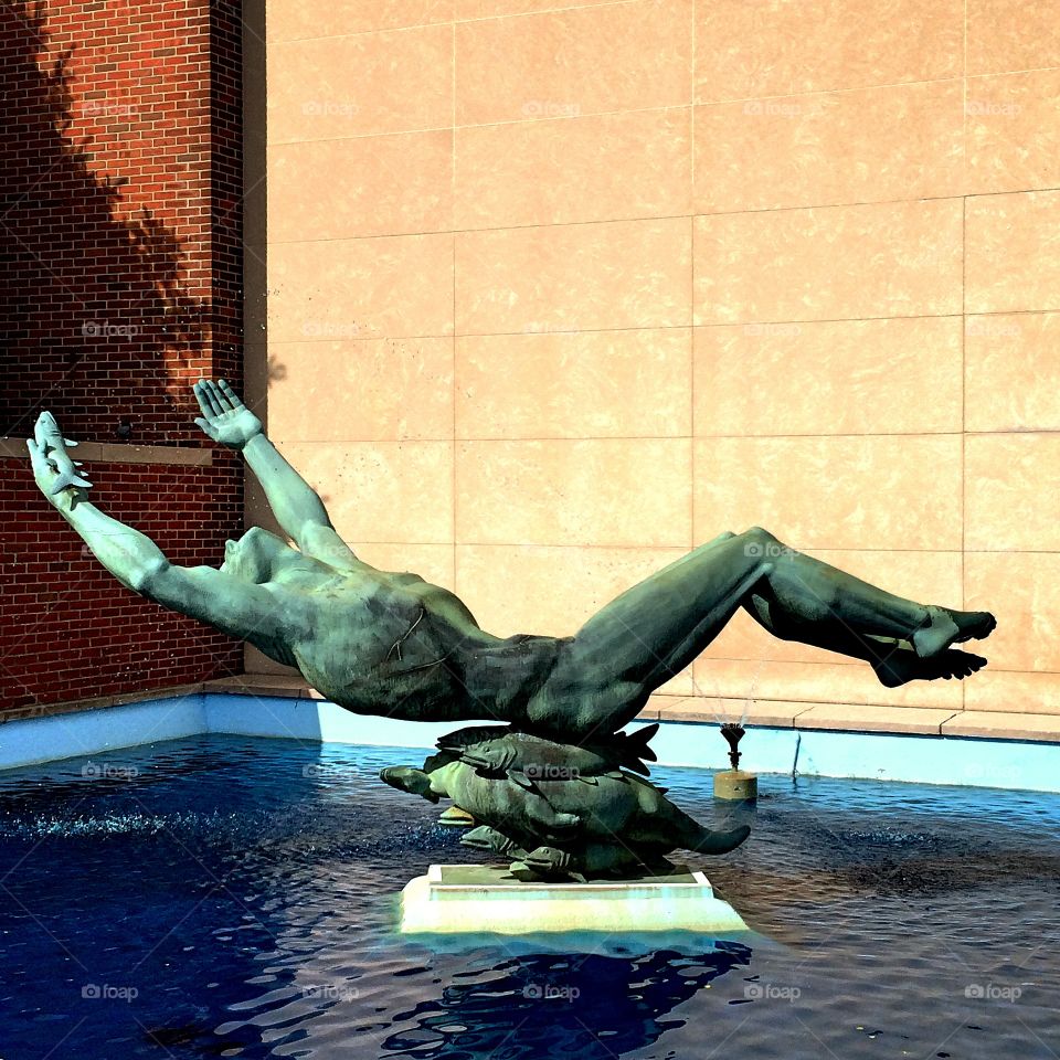 Sculpture in swimming pool