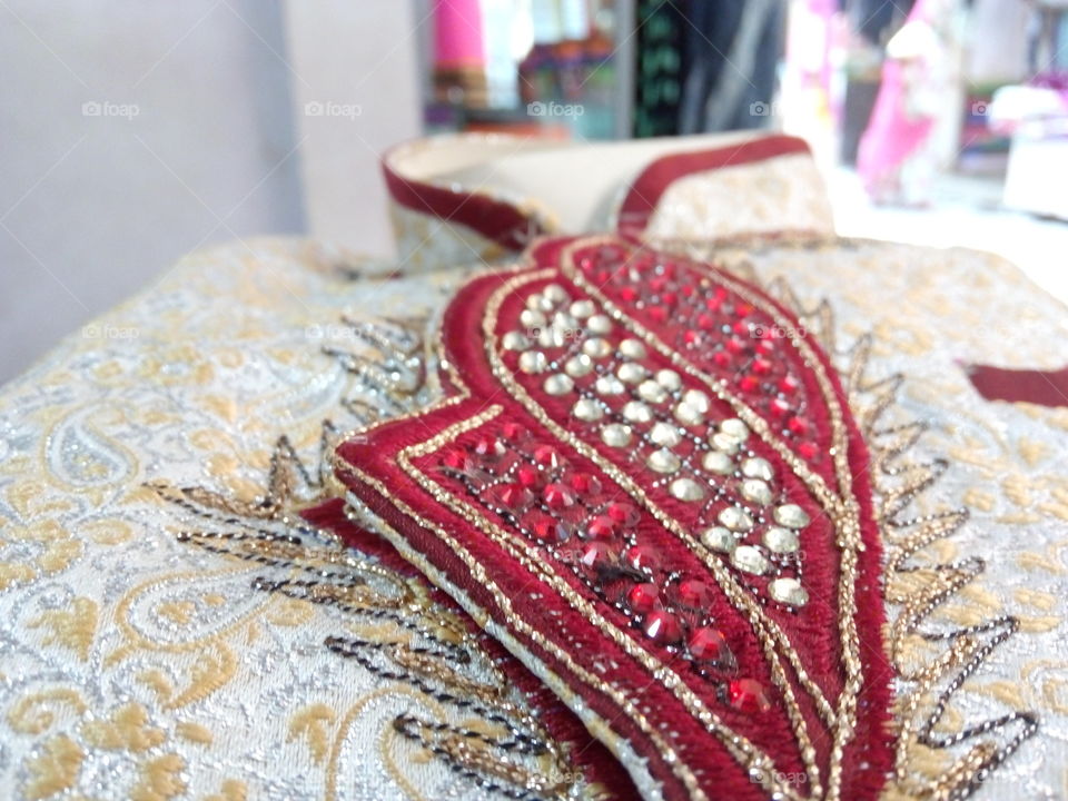 Wedding dress material with diamonds