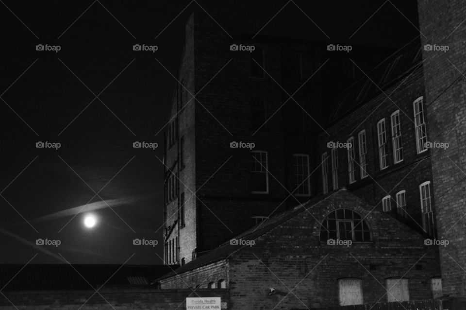 black and white architecture. English architecture of old buildings at night
