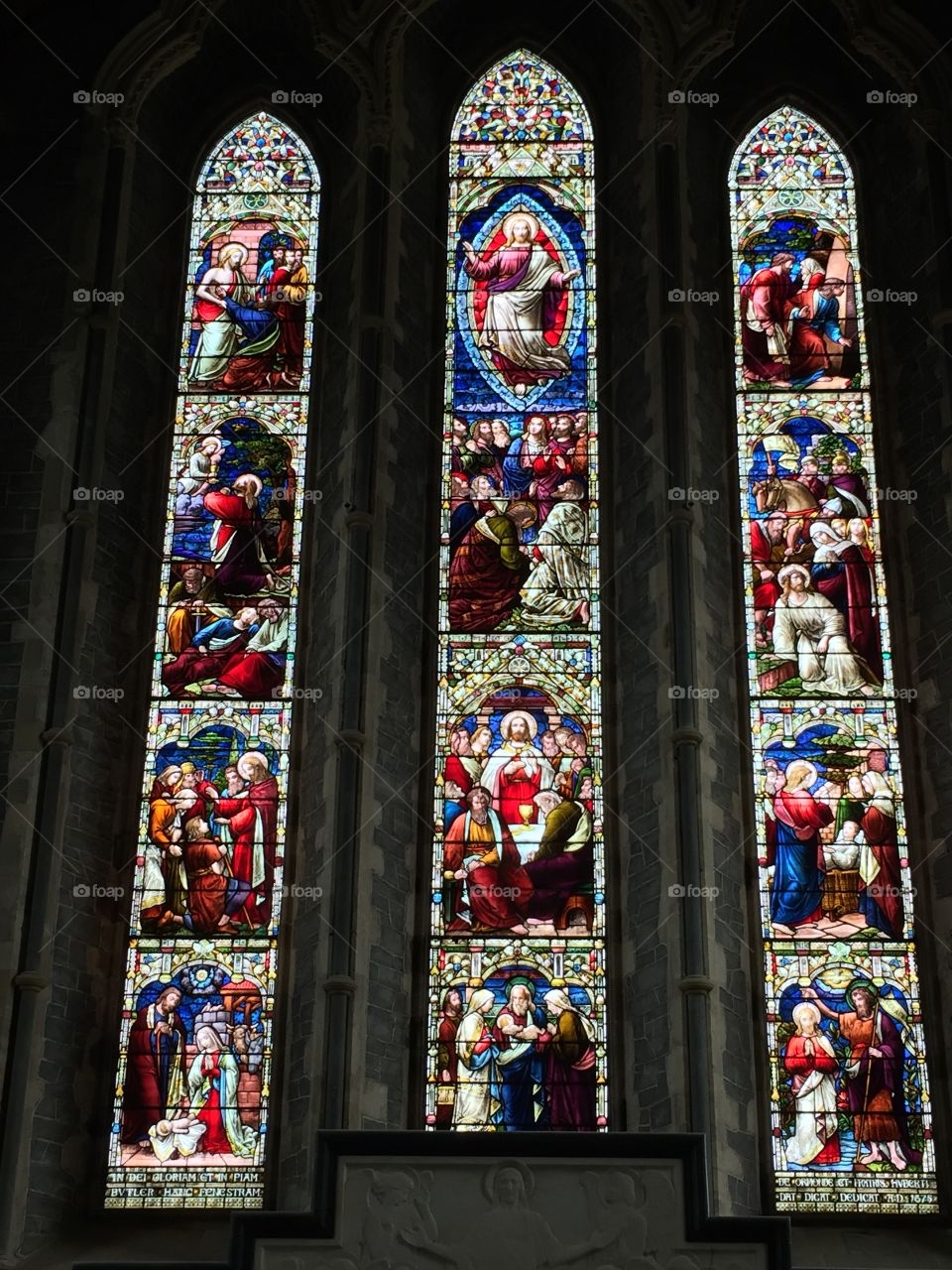 The beauty of Irish stained glass inside a church-Ireland