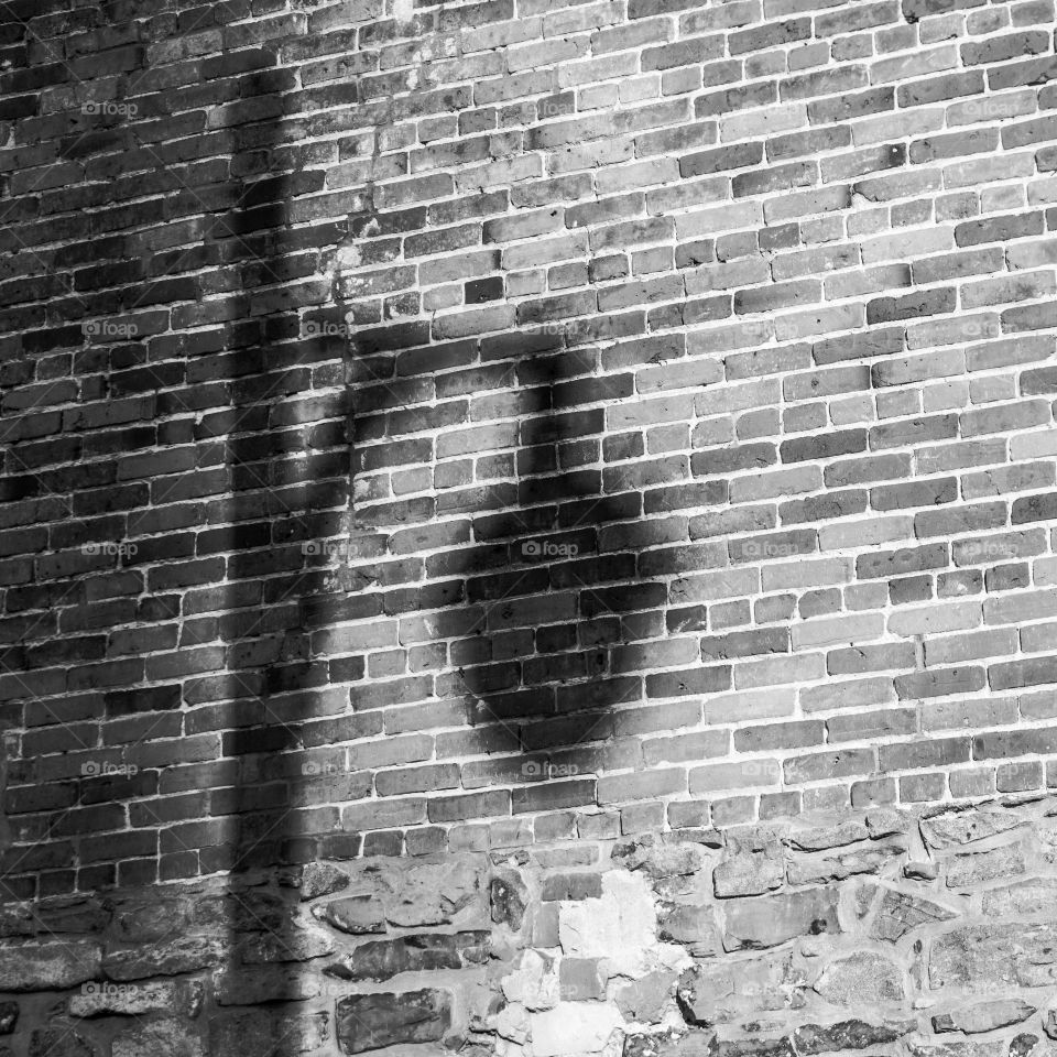 Shadow on a brick wall