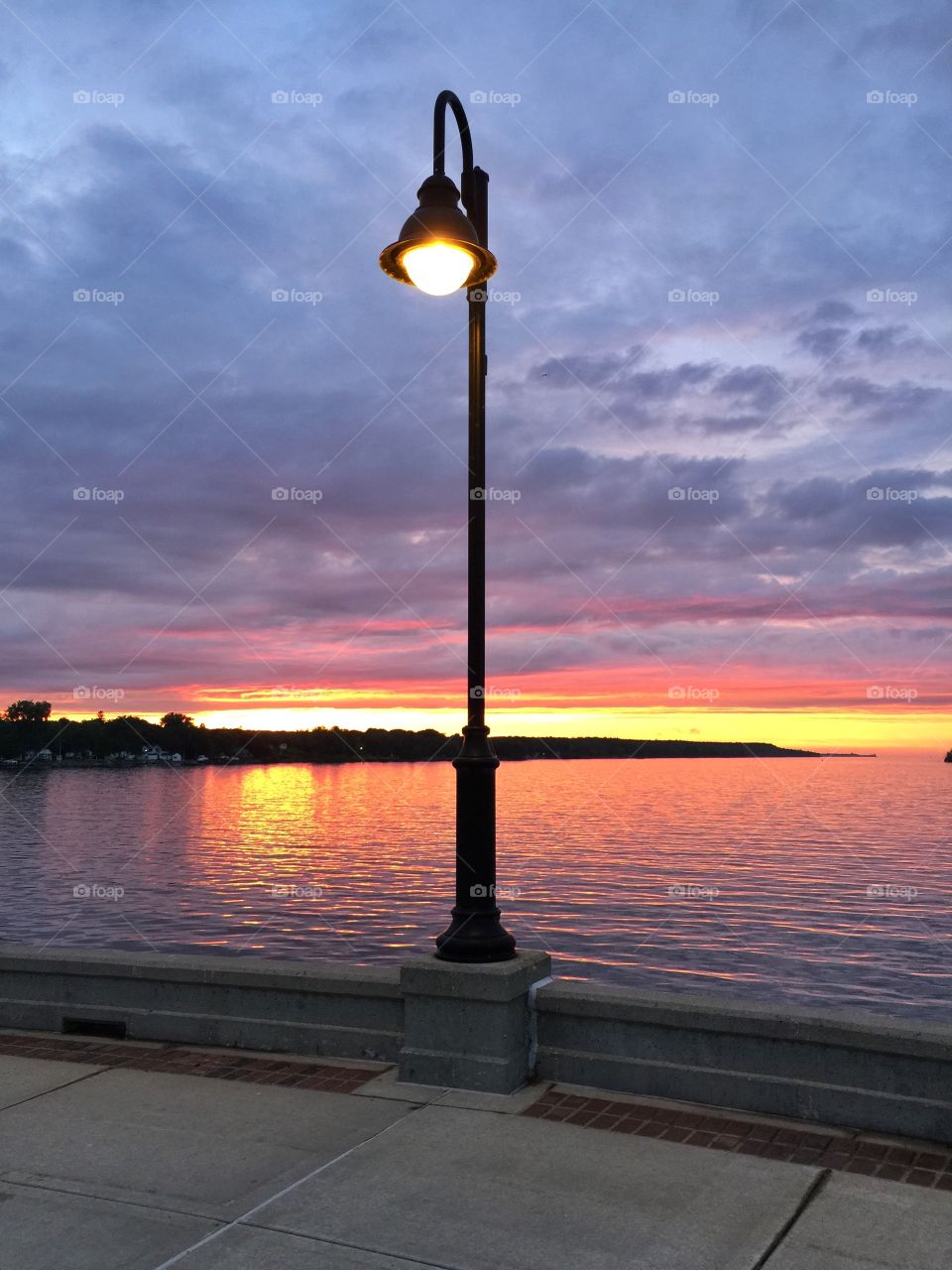 Sunset on the lake . Beautiful sunset on Lake Michigan 