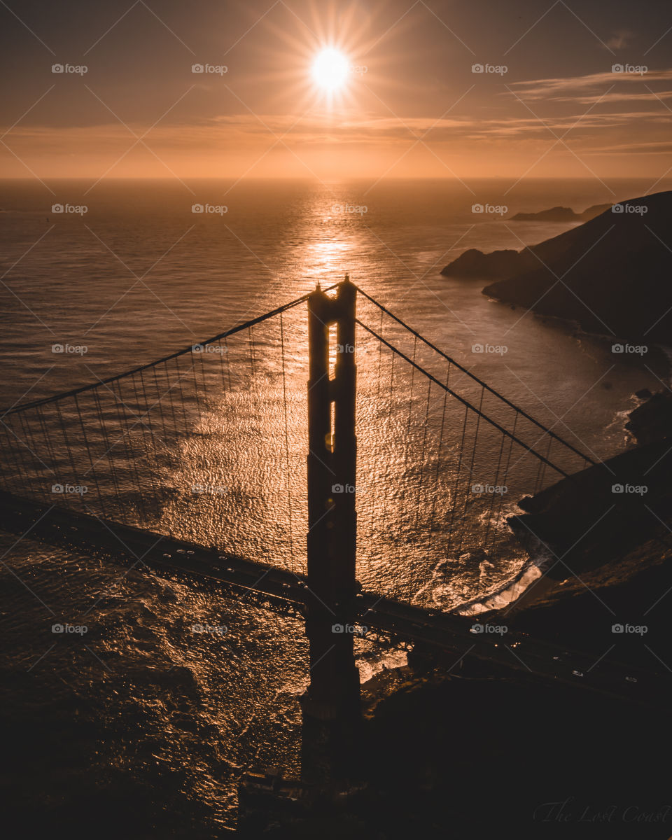 Golden Gate Bridge silhouette. 