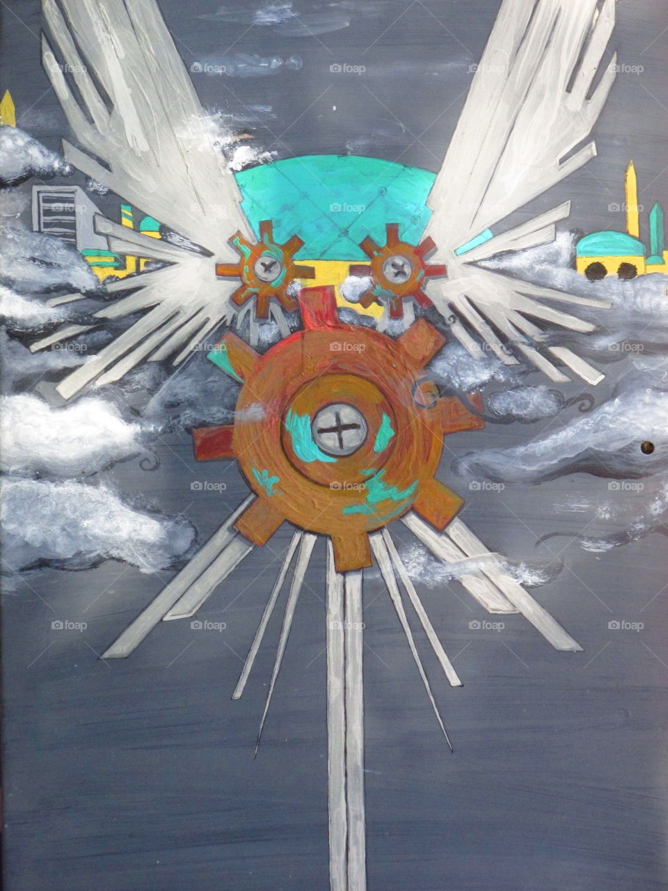 abstract art, newspaper stand on A Street in downtown Sacramento