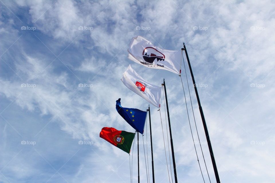 Flags in the wind and sky, Different flags, World flags 